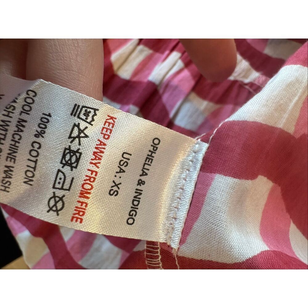 Nwt Ophelia & Indigo Delilah Pink Zigzag Smocked Tiered Cotton Mini Dress Xs — image 8 of 8